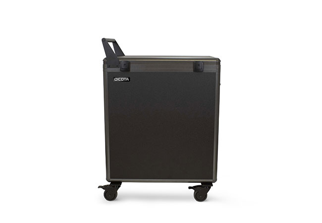 Dicota Charging Trolley fÃ¼r 20 Tablets & Ultrabooks Â– Frontansicht mit abschlieÃŸbarem Deckel fÃ¼r maximale Sicherheit.