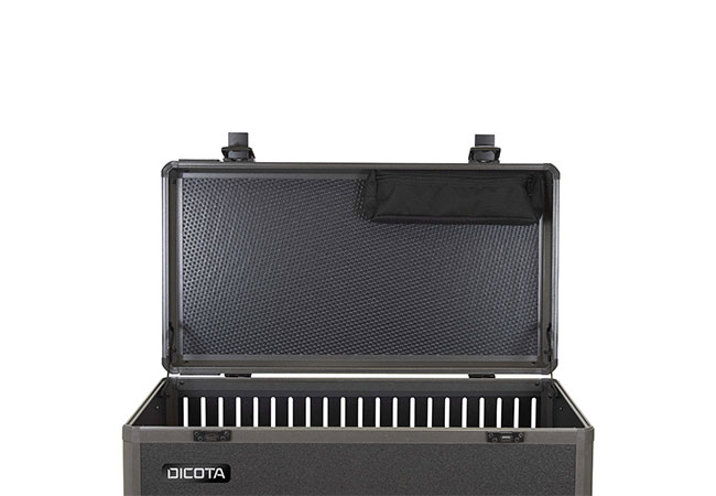 Dicota Charging Trolley Â– geÃ¶ffnet fÃ¼r einfachen Zugriff auf LadefÃ¤cher und sicher gelagerte Tablets und Ultrabooks.